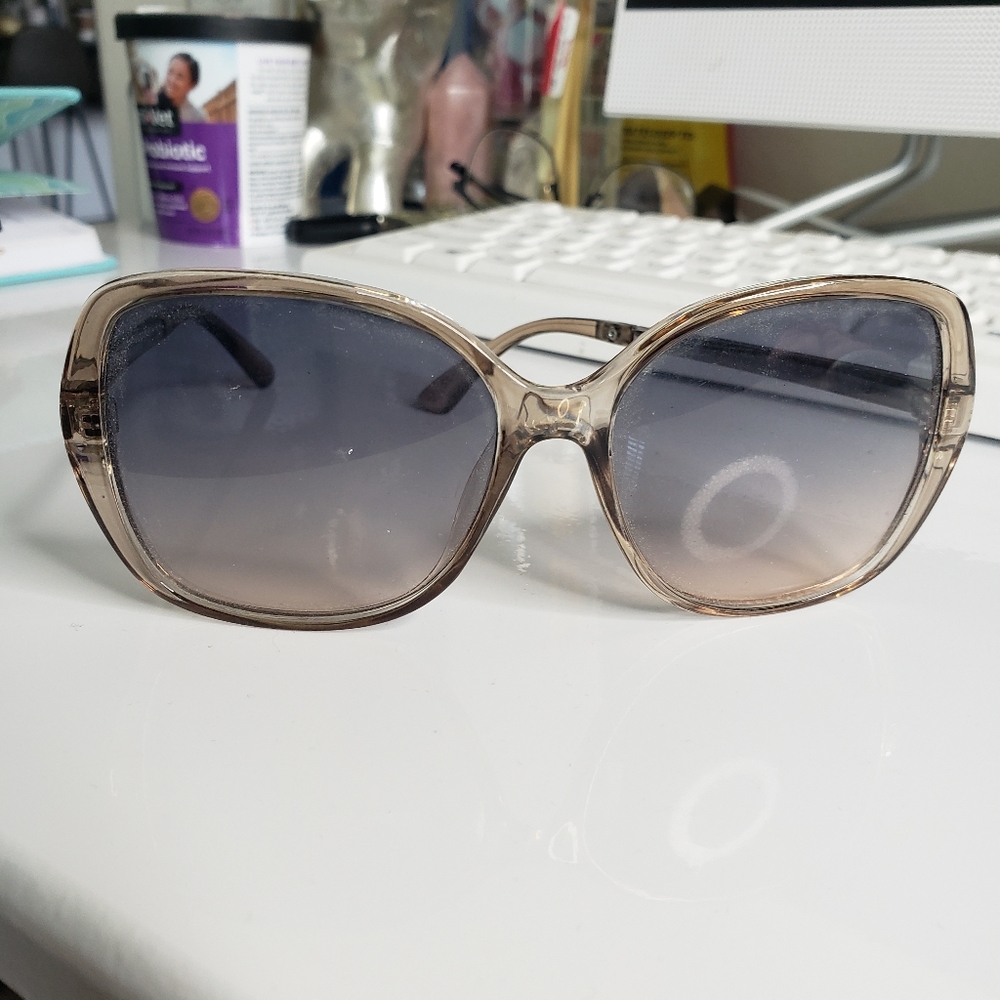 French Connection Clear Gray & Silver Butterfly Sunglasses 100%UV